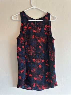 GNW Navy and Red Floral Sleeveless Shift Dress